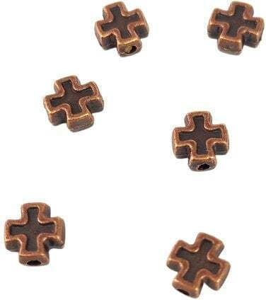 Faitakis Pack Metallic Threaded Motif for Jewelry in Shape Cross 0.7x0.7cm. Set 50pcs Gold