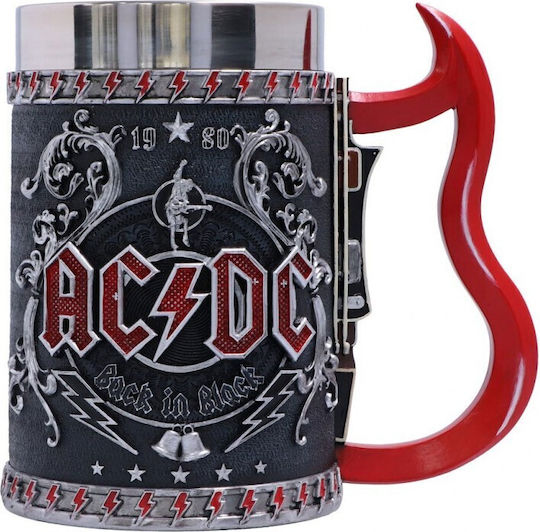 Nemesis Now AC/DC Back In Black Tankard Pahar pentru bere din Metal în Culoarea Negru 600ml