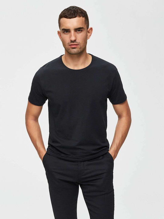 Selected Herren T-Shirt Kurzarm Schwarz