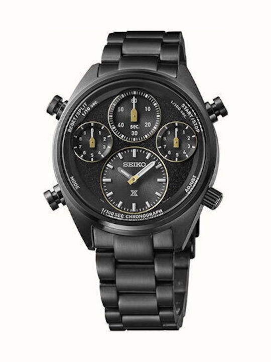 Seiko Speedtimer Ανδρικό Ρολόι Μπαταρίας με Μαύ...