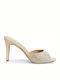 Suede Mules με Λεπτό Ψηλό Τακούνι σε Μπεζ Χρώμα
