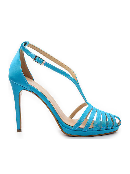 Alessandra Paggioti Leder Sandalen Hellblau