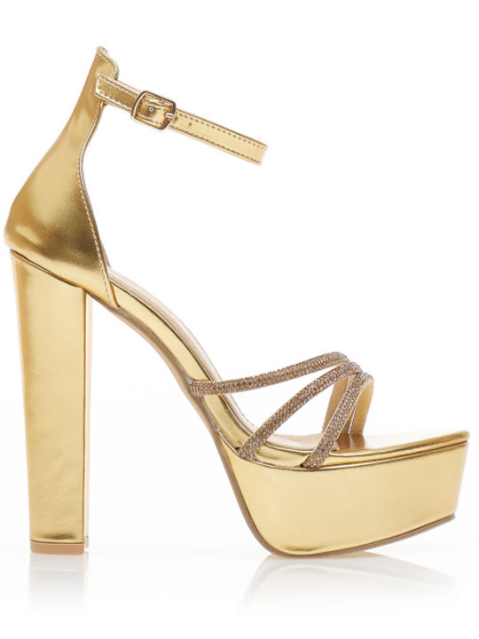 Tsoukalas Sandalen mit Strass Gold