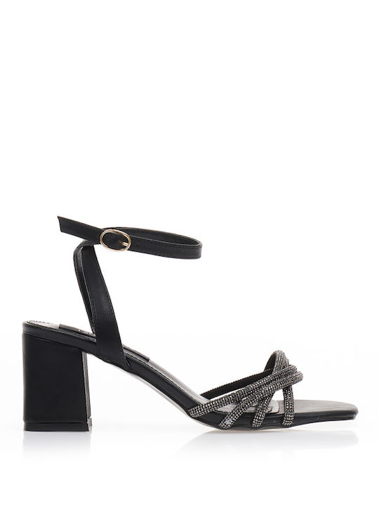 Tsoukalas Sandalen mit Strass Schwarz