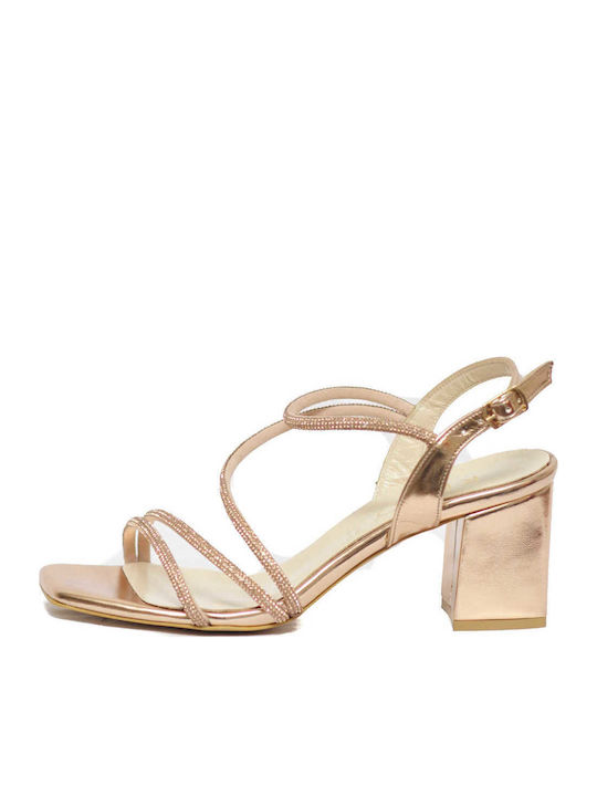 Leder Sandalen mit Strass Gold