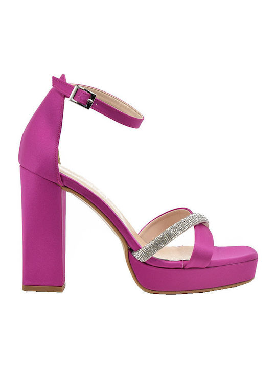 Piedini Stoff Sandalen Fuchsie