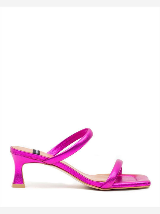Leder Damen Sandalen in Fuchsie Farbe