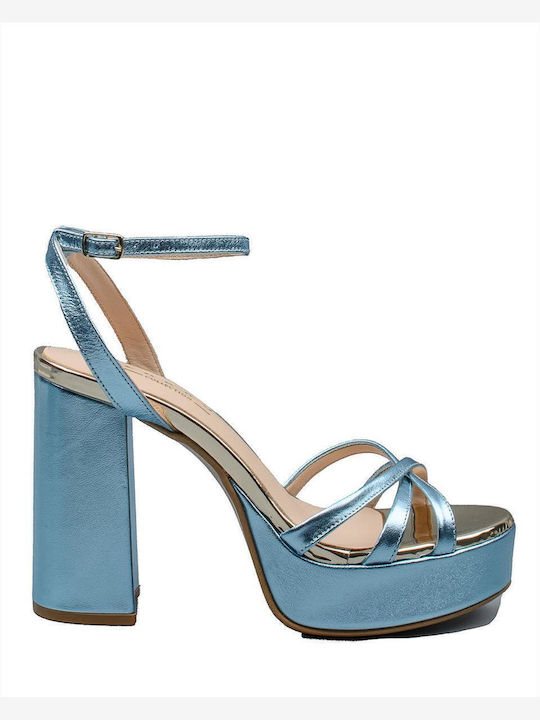Leder Sandalen Hellblau