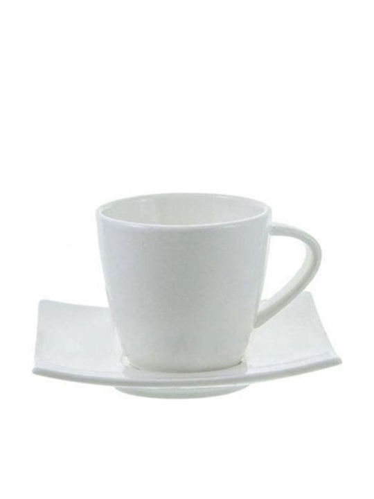 Porcelain Brown Cup Set White 6pcs