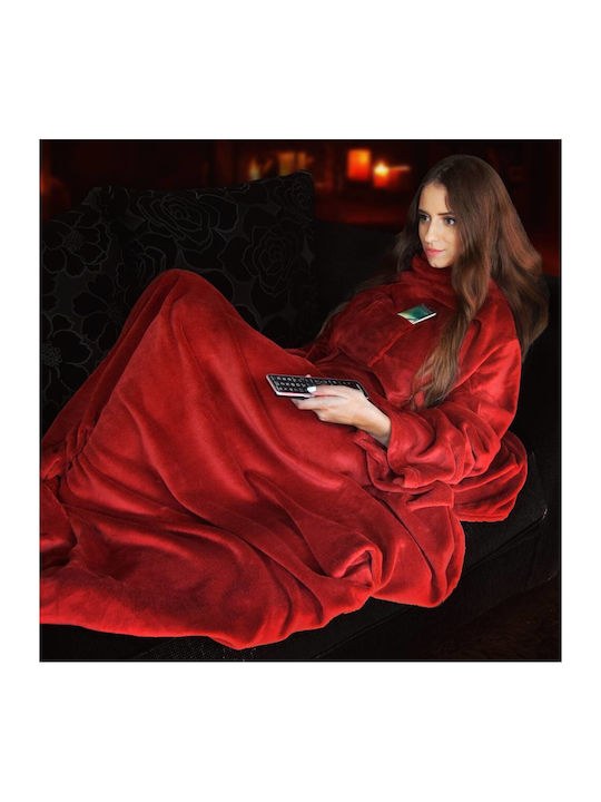 Mikamax Pătură Polar Fleece Cu Mâneci 150x215cm Roșie