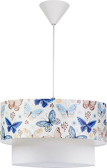 Megapap Kids Fabric Single Ceiling Light E27 Goofy White / Blue 60W 30x20cm