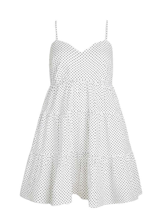 SISTERS POINT WHITE POLKA DOT MINI DRESS ULKA-DR1 010