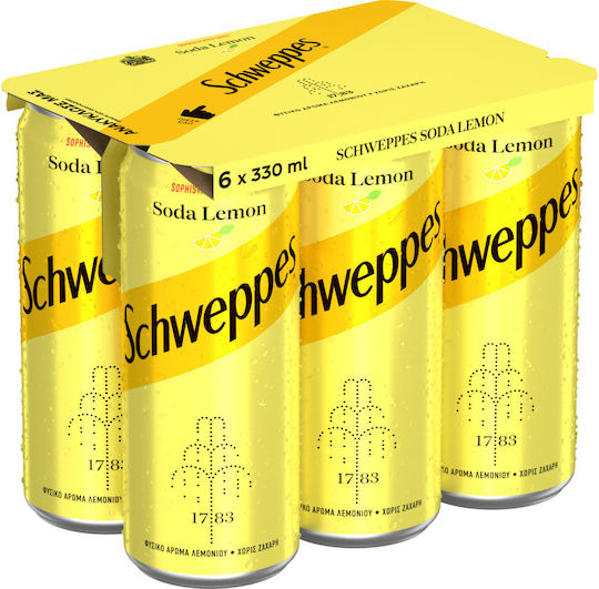 Schweppes Αναψυκτικό Λεμόνι με Ανθρακικό σε Κουτί 6x330ml