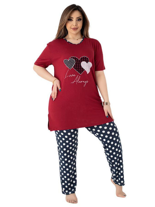 Baki Sommer Damen Pyjama-Set Burgundisch