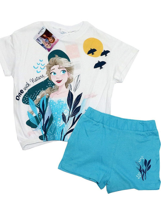 Kids' Set with Shorts Summer 2pcs White Frozen