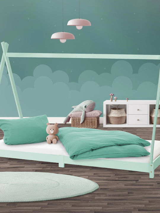 Kinderbett Einzeln Grün für Matratze 90x200cm
