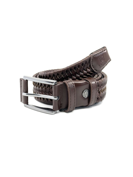Legend Accessories Men's Knitted Leather Elastic Belt Brown BROWN