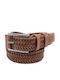 Elastic Men's Belt Leather Knitted Tabac Brown