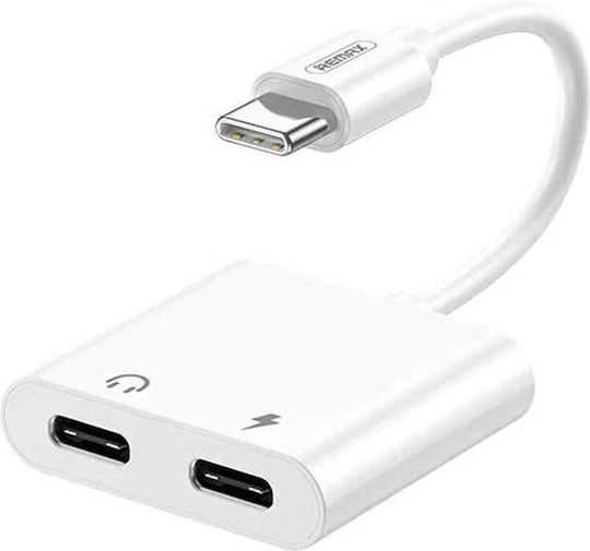 Remax RL-LA11a Μετατροπέας USB-C male σε USB-C 2x female Λευκό 1τμχ