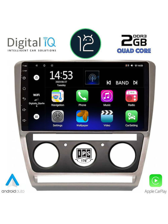 Digital IQ Car Audio System for Skoda Octavia 2005-2012 with Clima (Bluetooth/USB/AUX/WiFi/GPS/Apple-Carplay) with Touch Screen 10.1"