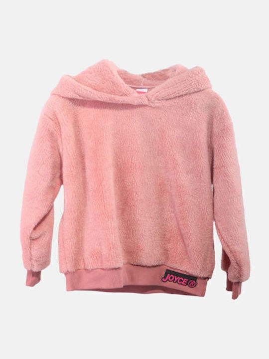 Joyce Fleece Kids Sweatshirt with Hood Pink