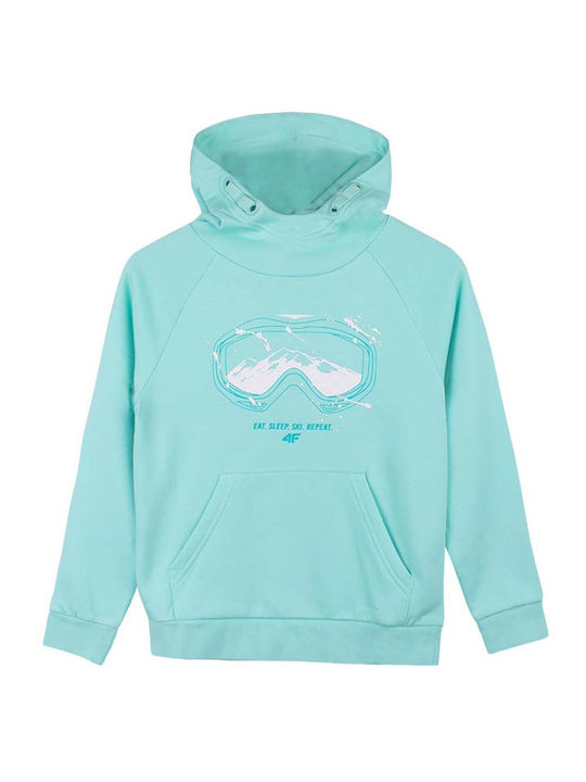 4F Kids Sweatshirt with Hood Turquoise