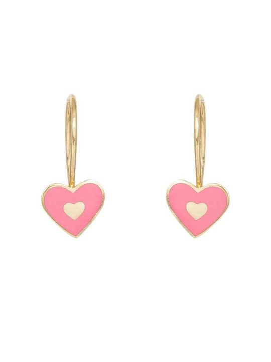 Kinderohrringe Anhänger Herzen 14K Pink