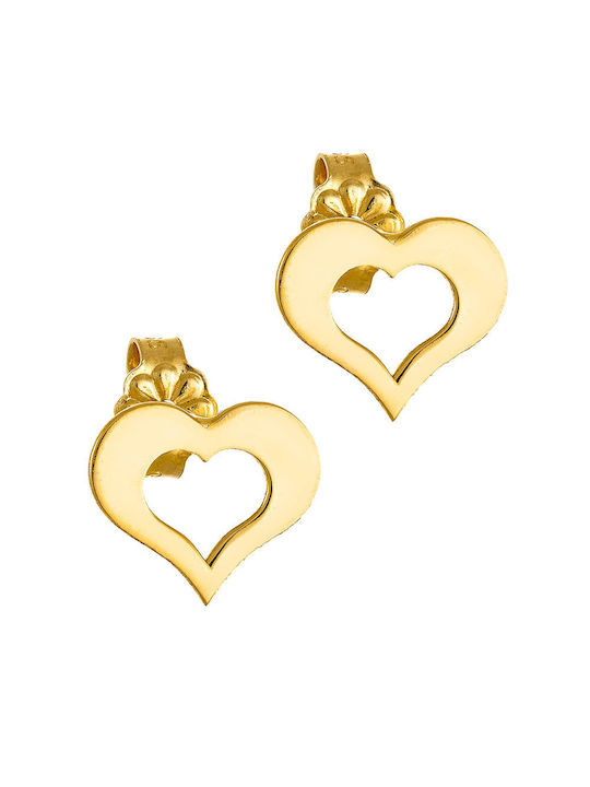 Gold Studs Kids Earrings Hearts 14K