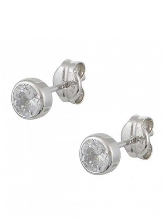 Papoulidis Jewellery Cercei pentru copii Studs cu pietre din Aur alb 9K