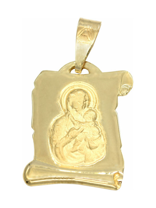 Pendant Kids Talisman with Virgin Mary from Gold 14K ΠΑ003