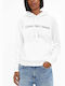 Calvin Klein Institutional Logo Women's Hooded Sweatshirt White