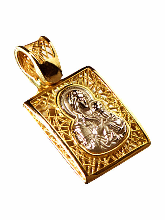 Tasoulis Jewellery Collection Pendant Kids Talisman with the Virgin Mary made of Gold 14K 4523-TJP5