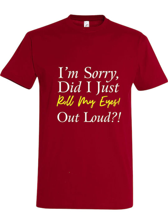 I Am Sorry T-shirt Red Cotton