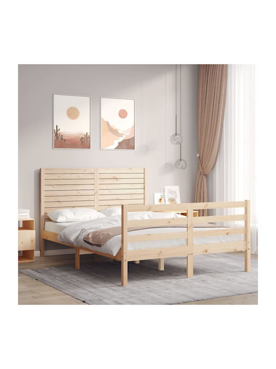 Κρεβάτι Ημίδιπλο από Μασίφ Ξύλο Φυσικό με Τάβλες για Στρώμα 120x190cm