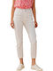 Damen Hoch tailliert Stoff Capri Hose Weiß