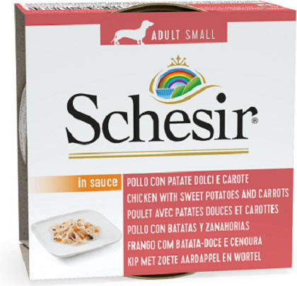 Schesir Wet Dog Food in Cans with Chicken and Carrot 85gr