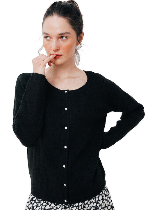 C'est Beau La Vie Women's Knitted Cardigan with Buttons Black