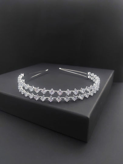 Nupțială Tiara de Păr Dublu Rând Piatra Zircon