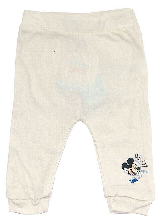 Kids Sweatpants Ecru Mickey Mouse