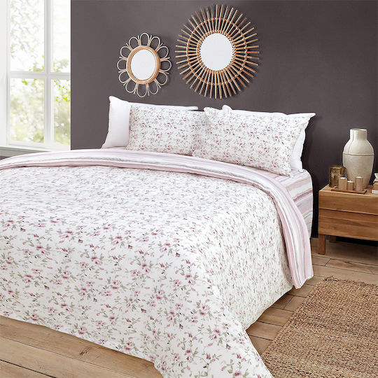 Lino Home Комплект Плик за Завивка Памучен Кинг Сайз с 2 Калъфки 220x240 Agne Роза
