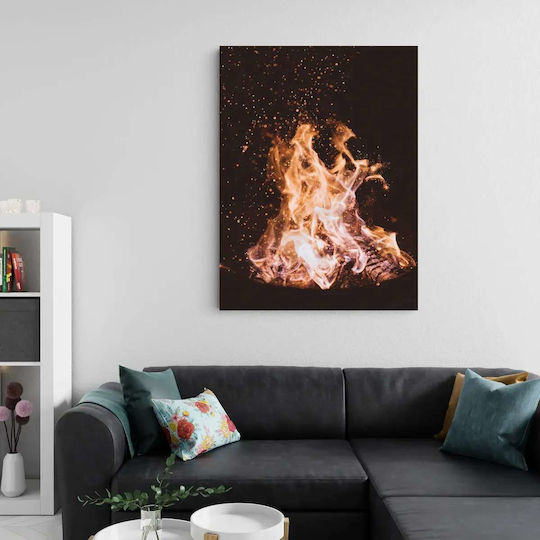 Close-Up of a Fire on Black Background Painting on Canvas 40x50cm