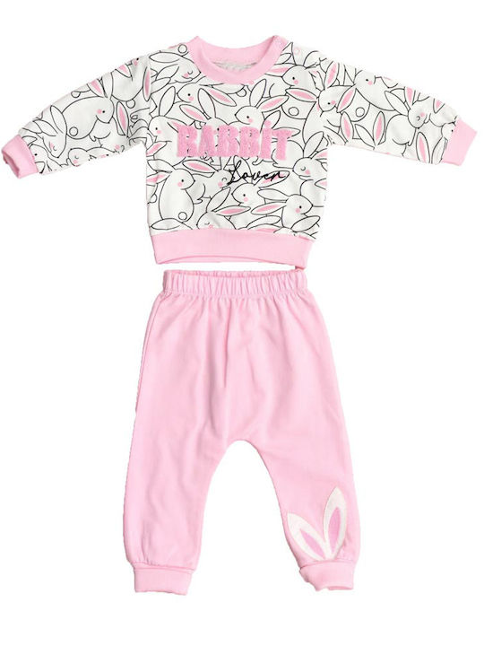 Potre Kids Sweatpants Set Pink 2pcs