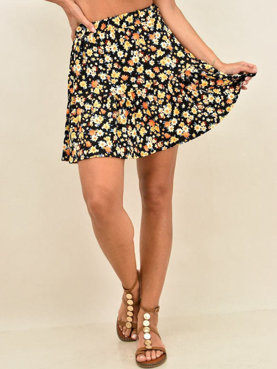 Hoch tailliert Mini Rock Blumen Gelb