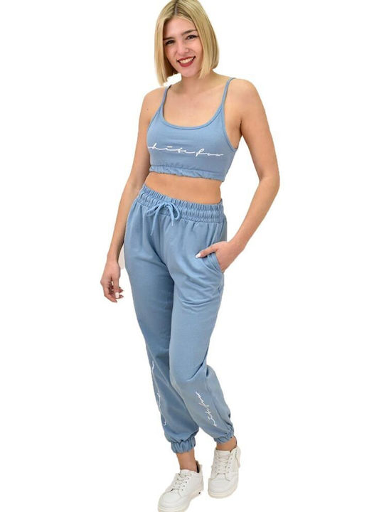 Potre Damen-Sweatpants-Set Hellblau