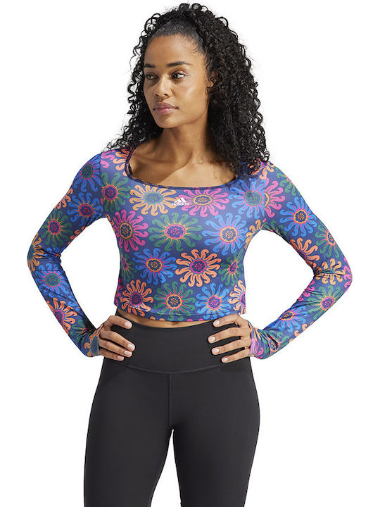 adidas Farm Crop Bluse Blau adidas Farm Crop Bluse Blau