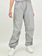 Damen Stoff Hose mit Gummizug in Weitem Schnitt Gray