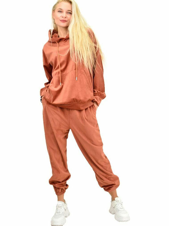 Femei Maro Set cu Pantaloni cu elastic