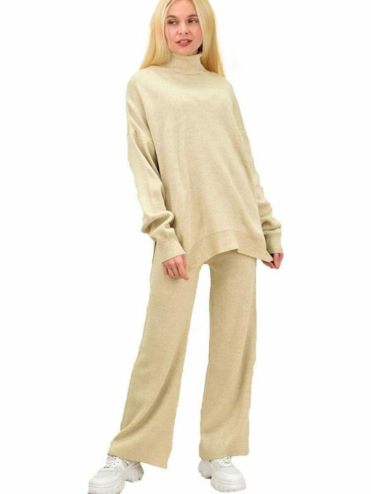 Damen Beige Set mit Hose