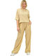 Damen Beige Set mit Hose mit Gummizug