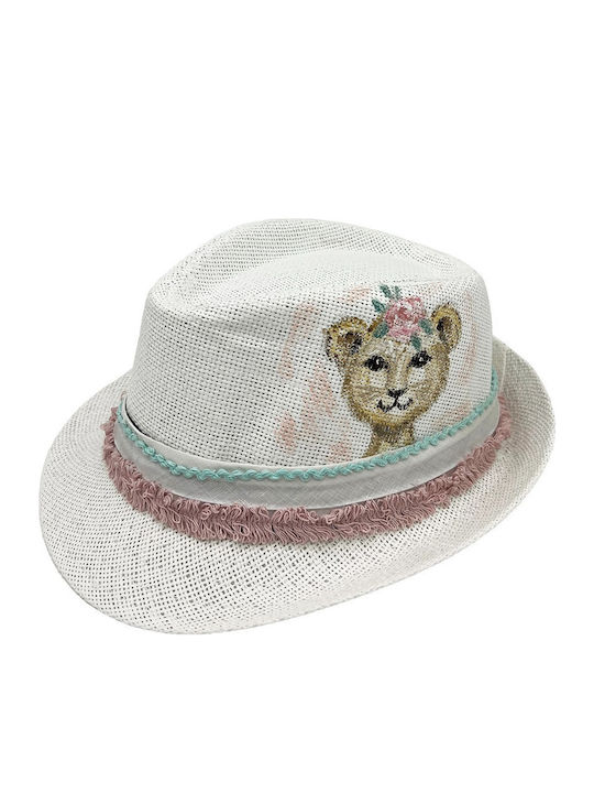 LiebeQueen Kids' Hat Fedora Straw Children's Lioness White